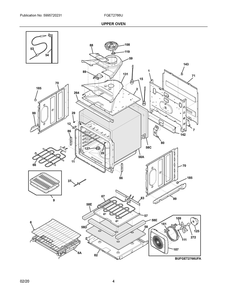 Upper Oven Diagram and Parts List for FGET2766UDB  Frigidaire Range