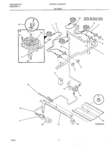 Burner Diagram and Parts List for 283440A  Frigidaire Range