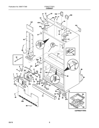 Cabinet Diagram and Parts List for FPBS2777RFK  Frigidaire Refrigerator