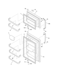 Doors Diagram and Parts List for FRT21G2NS3  Frigidaire Refrigerator