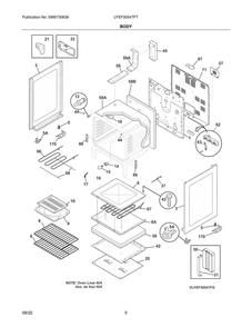 Body Diagram and Parts List for LFEF3054TFT  Frigidaire Range