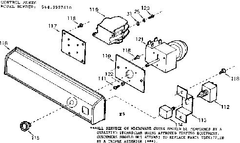 Control Parts Diagram and Parts List for 5649907610  Kenmore Microwave