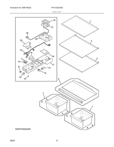 Shelves Diagram and Parts List for FFHT2022AW2  Frigidaire Refrigerator