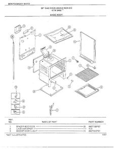 30" Gas Over/under Basic Body Diagram and Parts List for 3448A  Frigidaire Range
