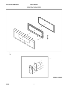 Control Panel, Door Diagram and Parts List for GMOS1266AFA  Electrolux Microwave