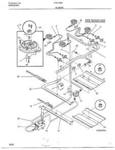 Burner Diagram and Parts List for 2883-81A  Frigidaire Range