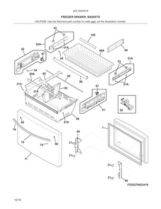 Part Location Diagram of 242198501 Maytag Refrigerator freezer drawer handle