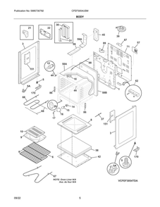 Body Diagram and Parts List for CFEF3054USM  Frigidaire Range