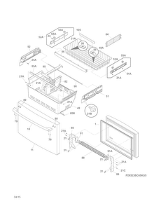 Freezer Drawer, Baskets Diagram and Parts List for EI23BC65KS8A  Electrolux Refrigerator
