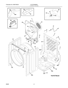 Cabinet/Drum Diagram and Parts List for ELFG7626BW0  Frigidaire Dryer
