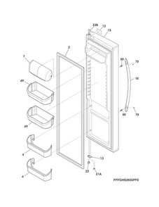 Refrigerator Door Diagram and Parts List for FGHS2655PF1  Frigidaire Refrigerator