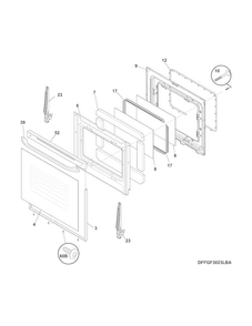Door Diagram and Parts List for FFGF3023LWE  Frigidaire Range