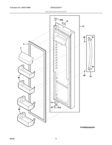Refrigerator Door Diagram and Parts List for GRSS2352AF4  Frigidaire Refrigerator