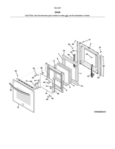 Door Diagram and Parts List for 79040279411  Kenmore Wall Oven