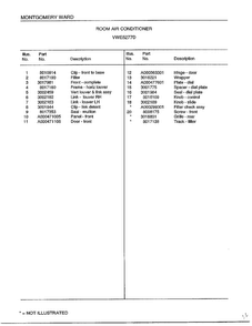 Room Air Conditioner Page 2 Diagram and Parts List for 5277D  Frigidaire Air Conditioner