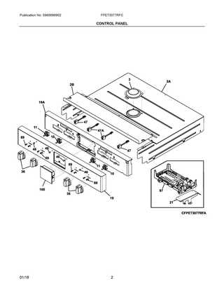 Control Panel Diagram and Parts List for FPET3077RFC  Frigidaire Wall Oven