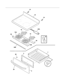 Top/drawer Diagram and Parts List for CFEF3048LSK  Frigidaire Range