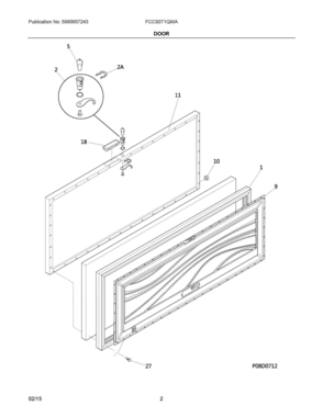 02 - DOOR Diagram and Parts List for FCCS071QWA  Frigidaire Freezer