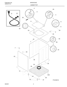Cabinet/Top Diagram and Parts List for MWS833AS0  Frigidaire Washer