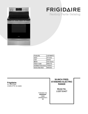 01 - COVER SHEET Diagram and Parts List for LGEF3046TFC  Frigidaire Range