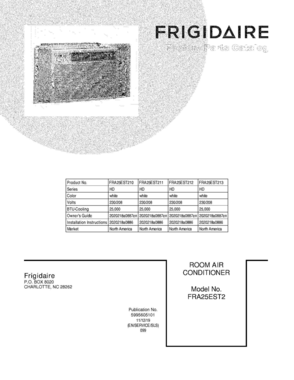 01 - COVER Diagram and Parts List for FRA25EST211  Frigidaire Air Conditioner