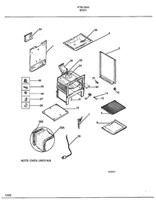 Body Diagram and Parts List for 2343-87A  Frigidaire Range