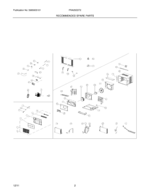 03 - RECOMMENDED SPARE PARTS Diagram and Parts List for FRA25EST211  Frigidaire Air Conditioner