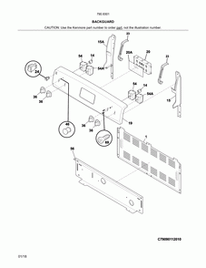 Backguard Diagram and Parts List for 79093012314  Kenmore Range