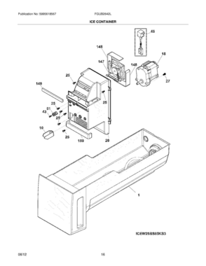 15 - ICE CONTAINER Diagram and Parts List for FGUB2642LE8  Frigidaire Refrigerator