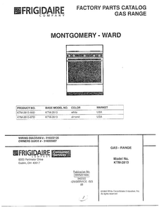 Gas Range Diagram and Parts List for KTM-2813-80D  Frigidaire Range