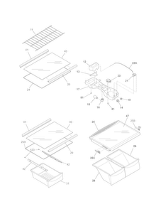 Shelves Diagram and Parts List for 25368899010  Kenmore Refrigerator
