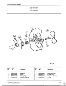 Dishwasher Page 2 Diagram and Parts List for 1032-005A  Frigidaire Dishwasher