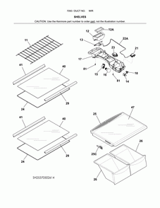 Shelves Diagram and Parts List for 25370502614  Kenmore Refrigerator