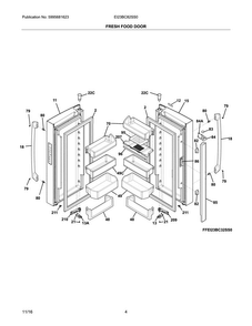 Fresh Food Doors Diagram and Parts List for EI23BC82SS0  Electrolux Refrigerator