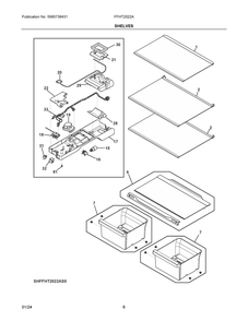 Shelves Diagram and Parts List for FFHT2022AS0  Frigidaire Refrigerator