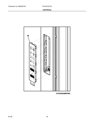 Controls Diagram and Parts List for FFHN2750TD2  Frigidaire Refrigerator
