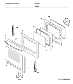 Door Diagram and Parts List for FCRG3052ABB  Frigidaire Range