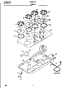 Cooktop Diagram and Parts List for FGC6X7XGBA-M2-01 10/00 Frigidaire Cooktop