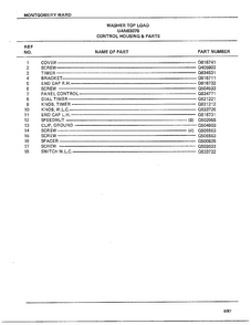 Control Housing And Parts Page 2 Diagram and Parts List for 6307B  Frigidaire Washer