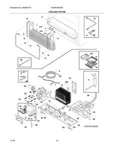 Cooling System Diagram and Parts List for EI23BC60KS8A  Electrolux Refrigerator