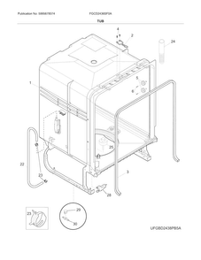 Tub Diagram and Parts List for FGCD2436SF0A  Frigidaire Dishwasher
