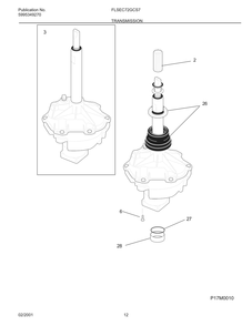 Transmission Diagram and Parts List for FLSEC72GCS7  Frigidaire Dryer
