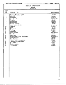 Air Conditioner Page 4 Diagram and Parts List for 5197A  Frigidaire Air Conditioner