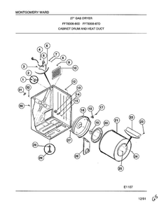 Gas Dryer-cabinet Drum And Heat Duct Diagram and Parts List for 8308-80D  Frigidaire Dryer