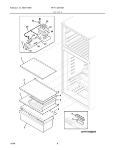 Shelves Diagram and Parts List for FFTR1425VW01  Frigidaire Refrigerator