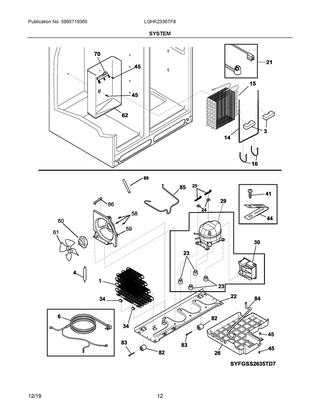 System Diagram and Parts List for LGHK2336TF8  Frigidaire Refrigerator