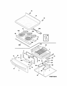 Top/drawer Diagram and Parts List for 79095052311  Kenmore Range