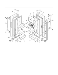 Fresh Food Door Diagram and Parts List for EI23BC36IB6  Electrolux Refrigerator