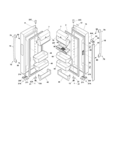 Fresh Food Doors Diagram and Parts List for EI27BS16JB8  Electrolux Refrigerator