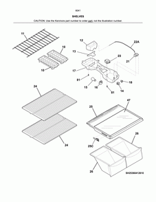 Shelves Diagram and Parts List for 25360419614  Kenmore Refrigerator